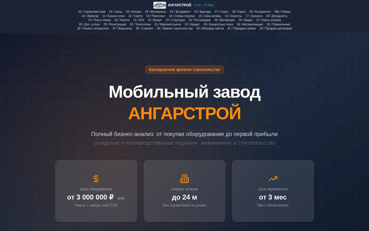 Ангарстрой · мобильный завод — скриншот сайта angarstroi.alxbykov.ru